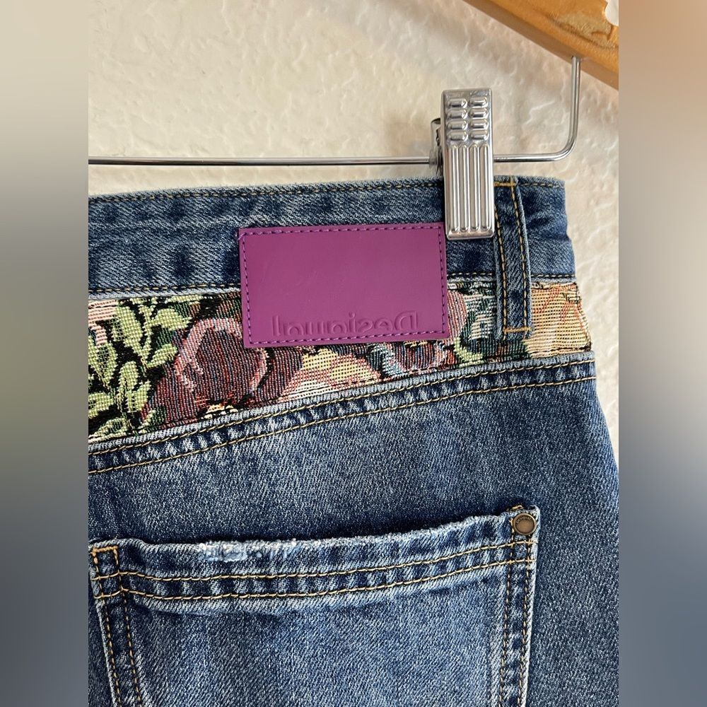 Desigual Floral tapestry patchwork distressed baggy wide Leg Jean NWT 36/2 - Picture 7 of 15